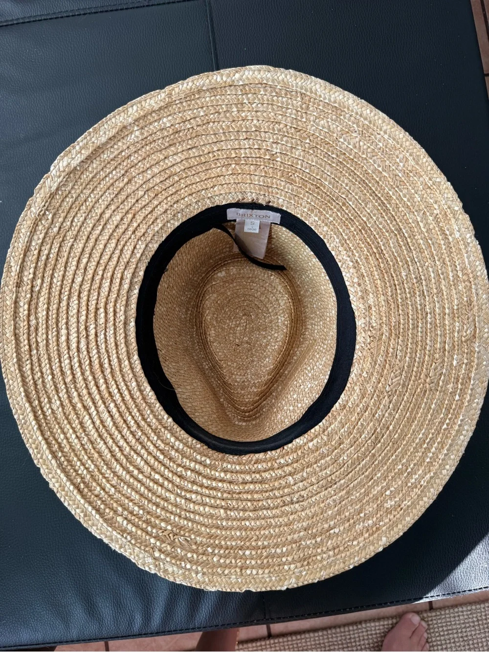 Brixton Joanna Straw Hat Black Strap Tan Small